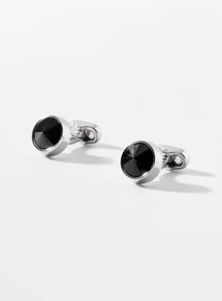 Mon Art Mens Black Swarovski crystal cufflinks