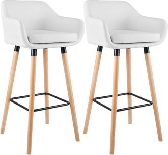 Clp Clp - Set De 2 Taburetes Grant En Simil Cuero Blanco