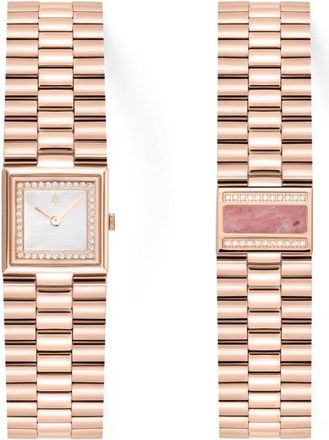 Vanna Catena Double-Gemstone Bracelet Watch in White Pearl-Rose Gold at Nordstrom