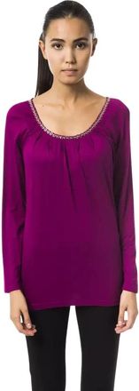 Byblos Paarse Viscose Top T-Shirt - Dames - Longsleeves - Paars - M - Tops