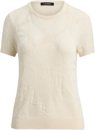 Ralph Lauren Eyelah Pullover met korte mouwen - Dames - Ronde hals truien - Beige - XS - Katoen - Truien & Vesten