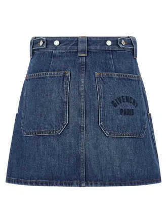 Givenchy Cargo-Pocket Denim Skirt - Blue