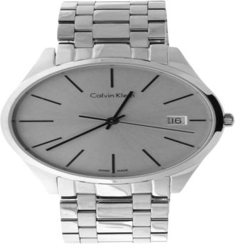 Calvin Klein Elegante Quartz Horloge met Zilveren Wijzerplaat - Dames - Horloges - Grijs - ONE Size - Accessoires
