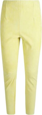 Via Masini 80 Slim Fit Su&egrave;de Broek - Dames - Leren Broeken - Geel - S - Su&egrave;de - Broeken