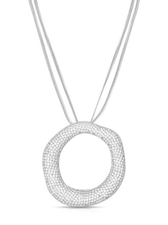 Ettika Womens Open Circle Pave Necklace In Clear Crystal / Silver