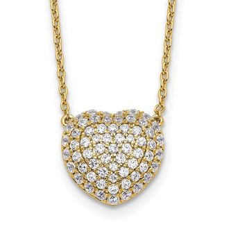 Diamond2Deal 14k Gold 3/4 Ct Lab Grown Diamond Heart Pendant Necklace 18