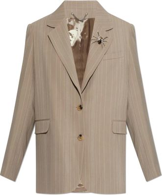 Golden Goose Blazer met glinsterende applicatie - Dames - Blazers - Beige - 2XS - Wol - Jassen