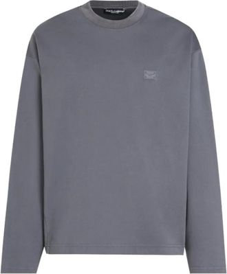 Dolce & Gabbana Grijze Katoenen Jersey Sweatshirt met Capuchon - Heren - Sweatshirts - Grijs - L - Katoen - Hoodies & sweatvesten