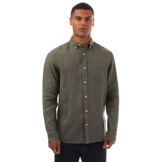 GANT Mens Garment Dyed Regular Shirt (Green) Linen - Size X-Large