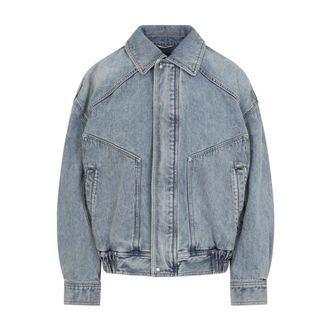 Saint Laurent Oversized spijkerjas - Dames - Jassen - Blauw - Maat: L Katoen
