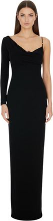 Elisabetta Franchi Black One Shoulder Maxi Dress