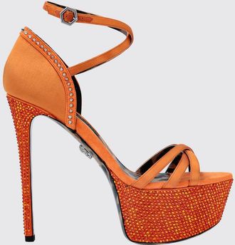 Philipp Plein Sandali con plateau in raso e cristalli con tacco a spillo
