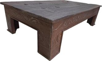 Wanderlust Deco Mesa De Centro De Madera Acabado Artesanal Marr&oacute;n 141x86x37 Cm
