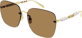 Gucci Sunglasses, female, Yellow, Size: 63 MM Squared Sunglasses