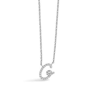 House of Brilliance 10K Gold Diamond Accent A-Z Initial Script Style Pendant Necklace in White | G at Nordstrom