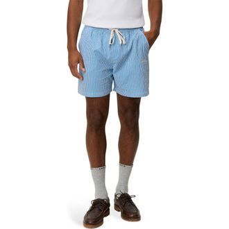 Les Deux Stripe Seersucker Swim Shorts in Palace Blue at Nordstrom, Size Xx-Large