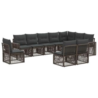 vidaXL Conjunto De Sof&aacute;s De Jard&iacute;n 10 Pcs Gris Y Gris Oscuro Vidaxl