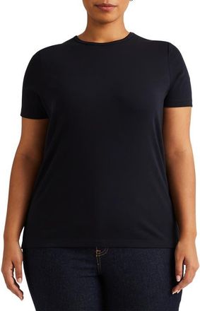 Lauren Ralph Lauren Crewneck Stretch Cotton T-Shirt in Lauren Navy at Nordstrom, Size 3X