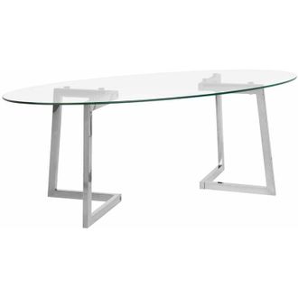 Beliani Tavolino da Salotto in Vetro con Gambe Argentate in Metallo 120 x 60 cm Fresno