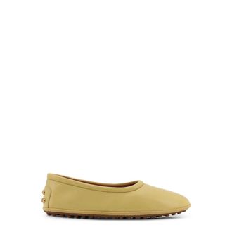 Tod's Tods, Ballerinas, female, Yellow, Size: 8 1/2 US Leather Ballerina With Gomminos Detail On The Back