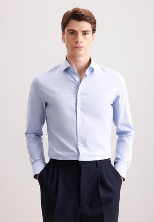 Seidensticker Flanellhemd SEIDENSTICKER Schwarze Rose, Herren, Gr. XL (44), normale &Auml;rmell&auml;ngen, hellblau, 100% Baumwolle, unifarben, slim fit, 2-Knopf-Manschette, 