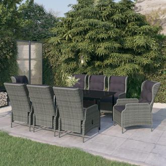 vidaXL Juego De Comedor De Jard&iacute;n 9 Piezas Gris Claro Vidaxl