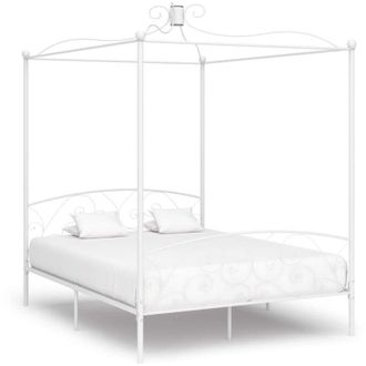 vidaXL Letto a Baldacchino Bianco in Metallo 180x200 cm - Vidaxl