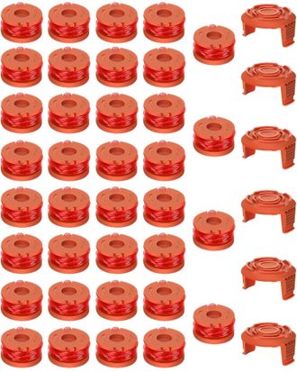 OEM Paquete De 36 Carretes De Hilo De Repuesto Wa0010 Wa0004 Para Desbrozadoras Worx Wg154 Wg163 Wg160 Wg180 Wg175 Wg155 Wg151 Con Tapa Wa6531 (6 Carretes