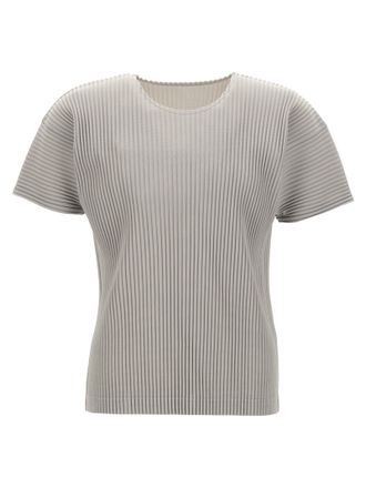 Homme Plissé Issey Miyake Pleated T Shirt Grigio-Uomo