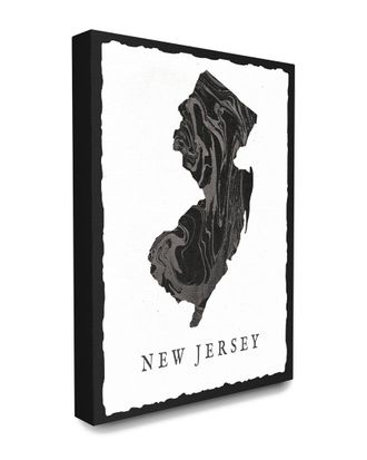 Stupell Industries The Stupell Home Decor Collection Black And Grey Marbled Paper New Jersey State Silhouette