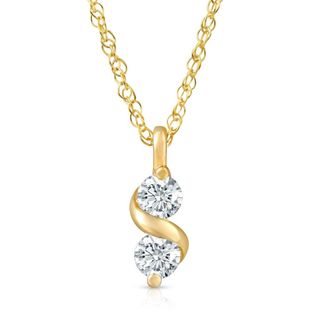 Pompeii3 1/3Ct Diamond Two Stone Pendant in White Yellow or Rose Gold Lab Grown Necklace