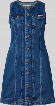 Calvin Klein Jeans Regular Fit Minikleid in Denim-Optik mit Logo-Patch in Jeansblau, Gr&ouml;&szlig;e XXS