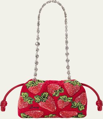 Loewe x Paulas Ibiza Strawberry-Beaded Crochet Clutch Bag