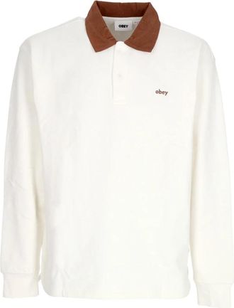 Obey Witte Fleece Polo Shirt - Heren - Polos - Wit - L - Katoen - Tops