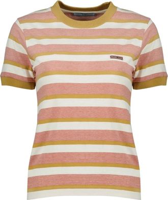 Prada Tops, Dames, Roze, S, Gestreept T-shirt