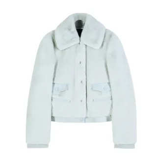 Patrizia Pepe Patrizia Pepe, Faux Fur & Shearling Jackets, female, Gray, Size: XS Elegant Light Blue Womens Jacket