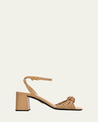 Prada 65mm Mignon Knotted Leather Sandals
