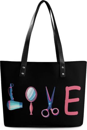 Generic Hairdresser Hairstylist Love Barber Tool Tote Bags for Women Cute Shoulder Purses Handbags