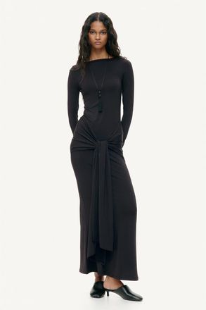 H&M Tie-detail Jersey Dress in Black at Nordstrom, Size X-Small