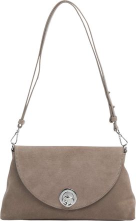 Coccinelle Structured Suede Shoulder Bag with Silver Turn-Lock Closure