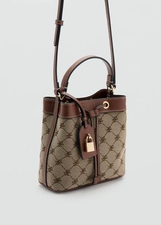 Mango Borsa secchiello logo jacquard marrone medio - Donna - Taglia unica - MANGO