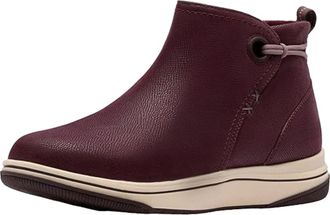 Clarks Cloudsteppers Breeze Derby Boots Womens Merlot Wedge Bootie MEW480