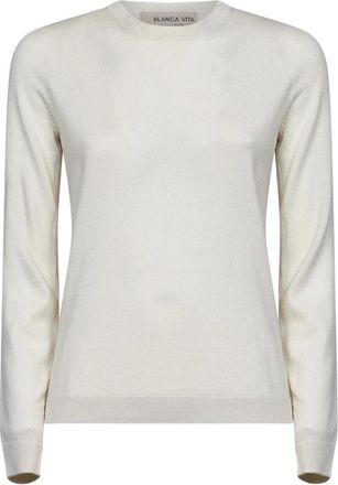 Blanca Vita Trui met ronde hals - Dames - Ronde hals truien - Beige - XS - Wol - Truien & Vesten