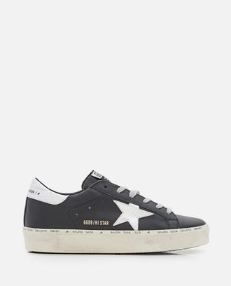 Golden Goose Black Hi Star Leather Sneakers