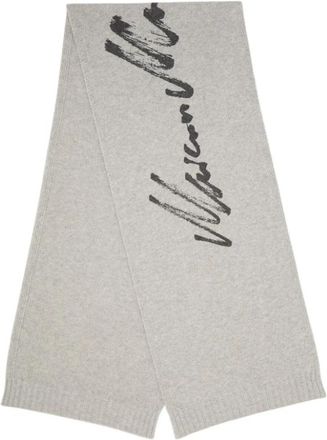 Maison Margiela Signature Knit Scarf - Dames - Wintersjaals - Grijs - ONE Size - Wol - Accessoires