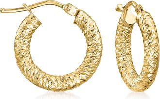 Ross-Simons Italian 14kt Yellow Gold Diamond-Cut Hoop Earrings