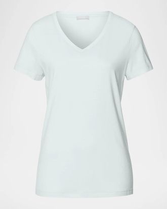 Hanro V-Neck Sleep and Lounge Cotton T-Shirt