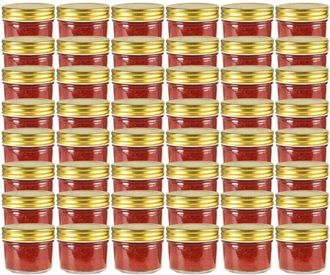 vidaXL Tarros De Mermelada De Vidrio Tapa Dorada 48 Uds 110 Ml Vidaxl