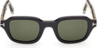 Tom Ford 46mm Small Square Sunglasses in Black Yellow Gold/green at Nordstrom