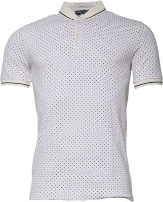 Dolce & Gabbana Mens Polka Dot Cotton Polo White